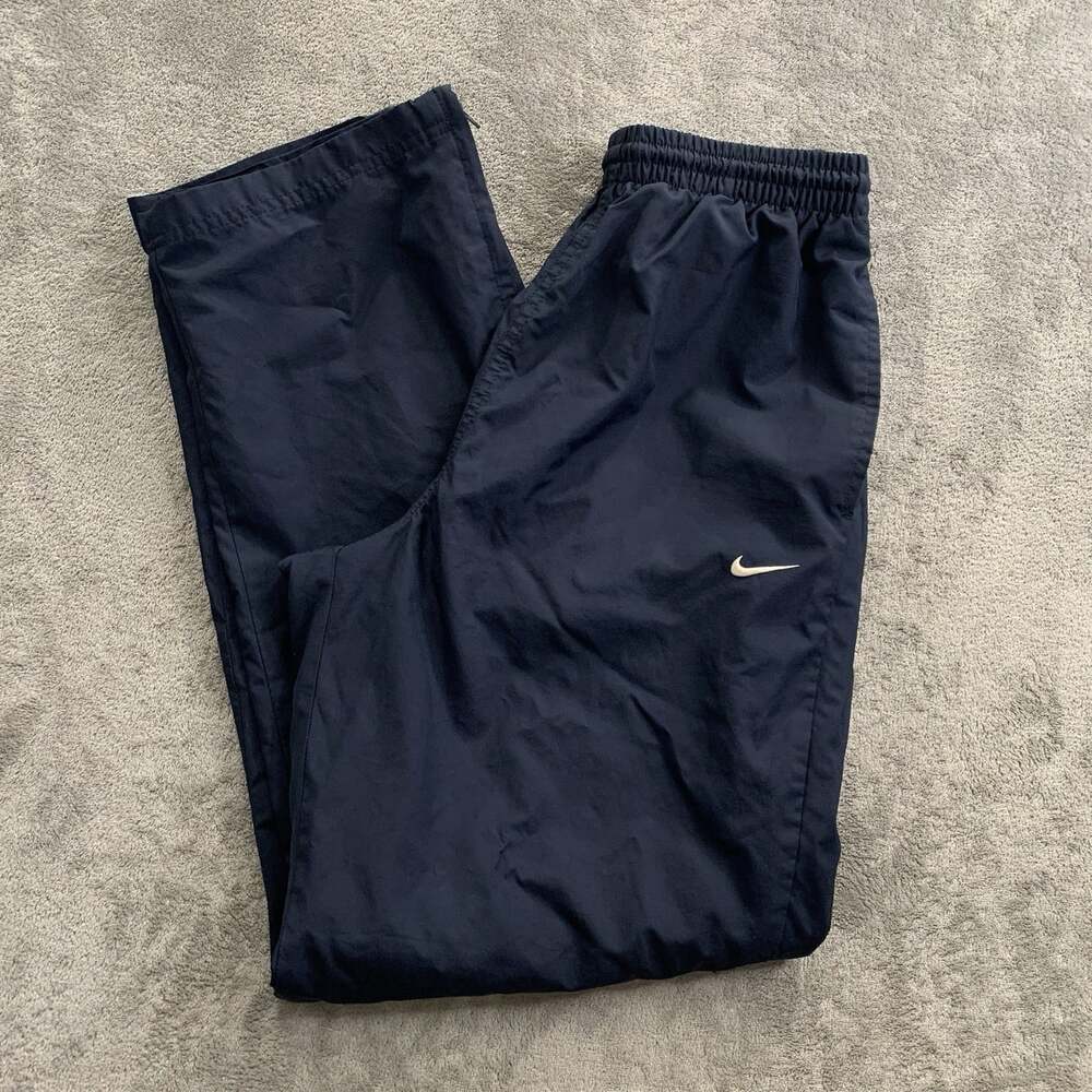 Nike Track Pants Men Small Navy Blue Woven Lined Ankle Zip Athleisure 446414-476